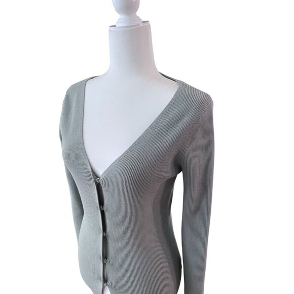 Open Edit Luxe Sculpt Sage Green Cardigan Small - Picture 6 of 8